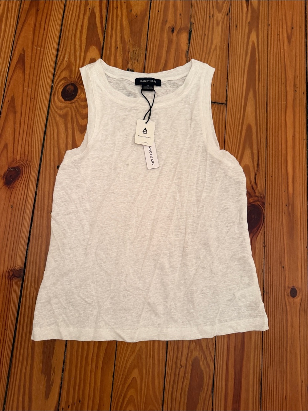 Sanctuary Linen-Blend White Scoop Neck Tank